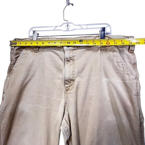 Carhartt Beige Relaxed Fit Canvas Pants Carpenter Cargo Pockets 40x30 RN 14806 - Picture 10 of 16